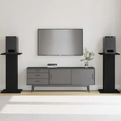vidaXL Electrónica-Soportes para Altavoces 2 pcs Roble Negro
