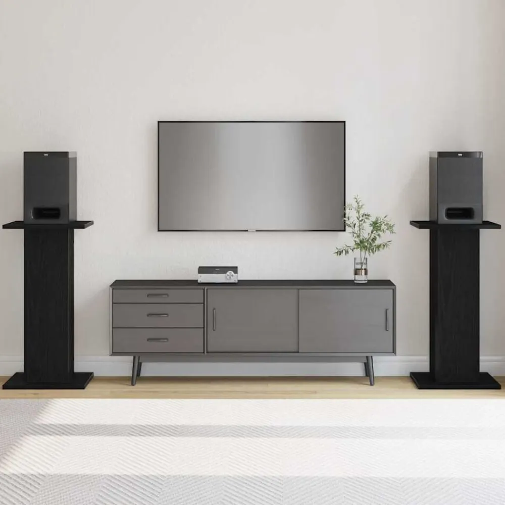 vidaXL Electrónica-Soportes para Altavoces 2 pcs Roble Negro