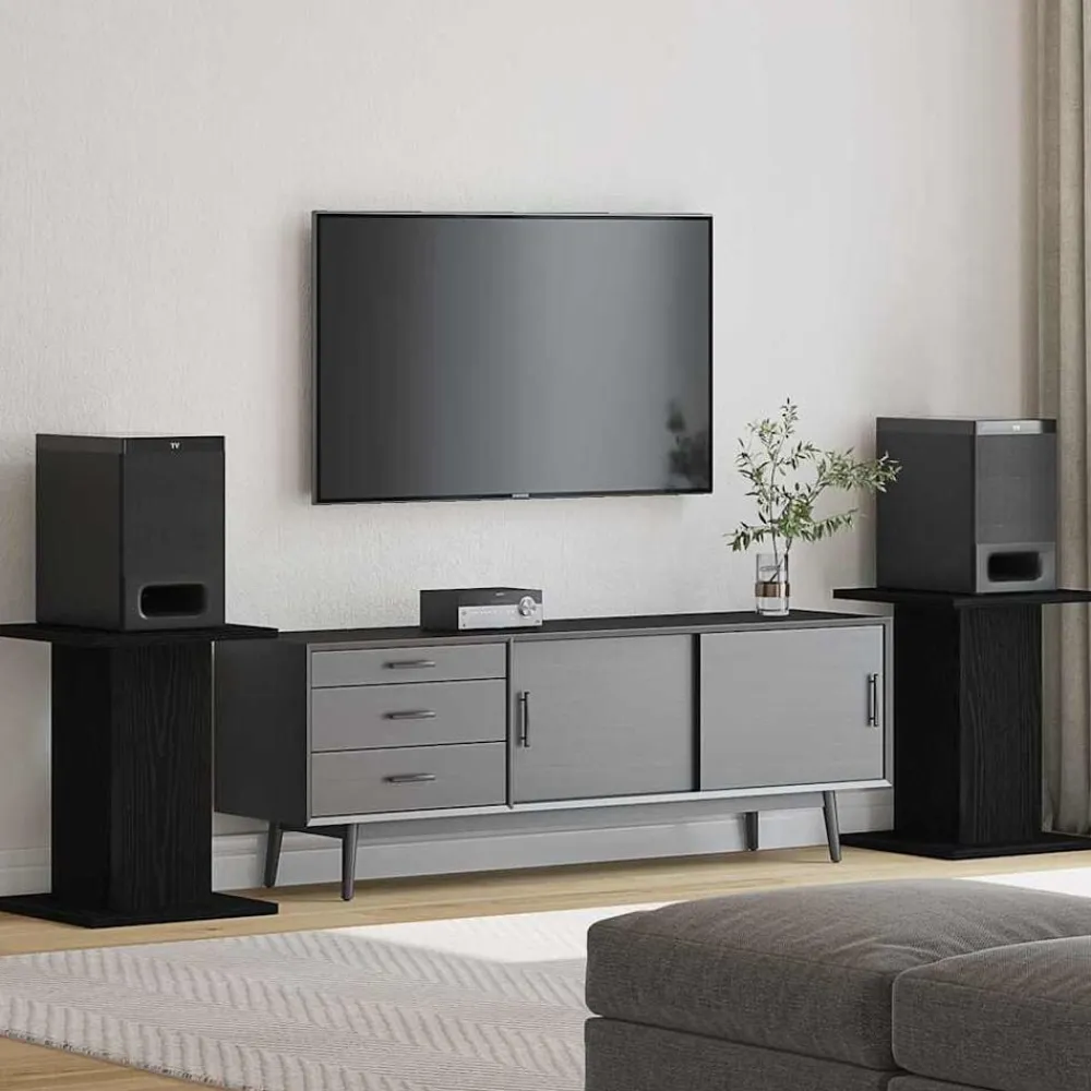 vidaXL Electrónica-Soportes para Altavoces 2 pcs Roble Negro
