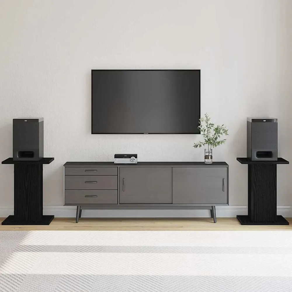 vidaXL Electrónica-Soportes para Altavoces 2 pcs Roble Negro
