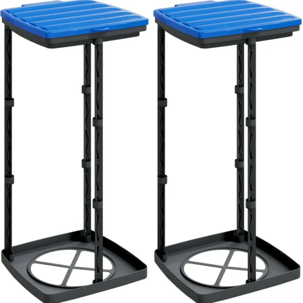 vidaXL Productos Del Hogar-Soportes para bolsas de basura 2 uds PP negro y azul 60 L