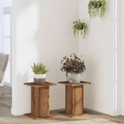 vidaXL Jardín-Soportes para plantas 2 uds madera artisian 30x30x40 cm