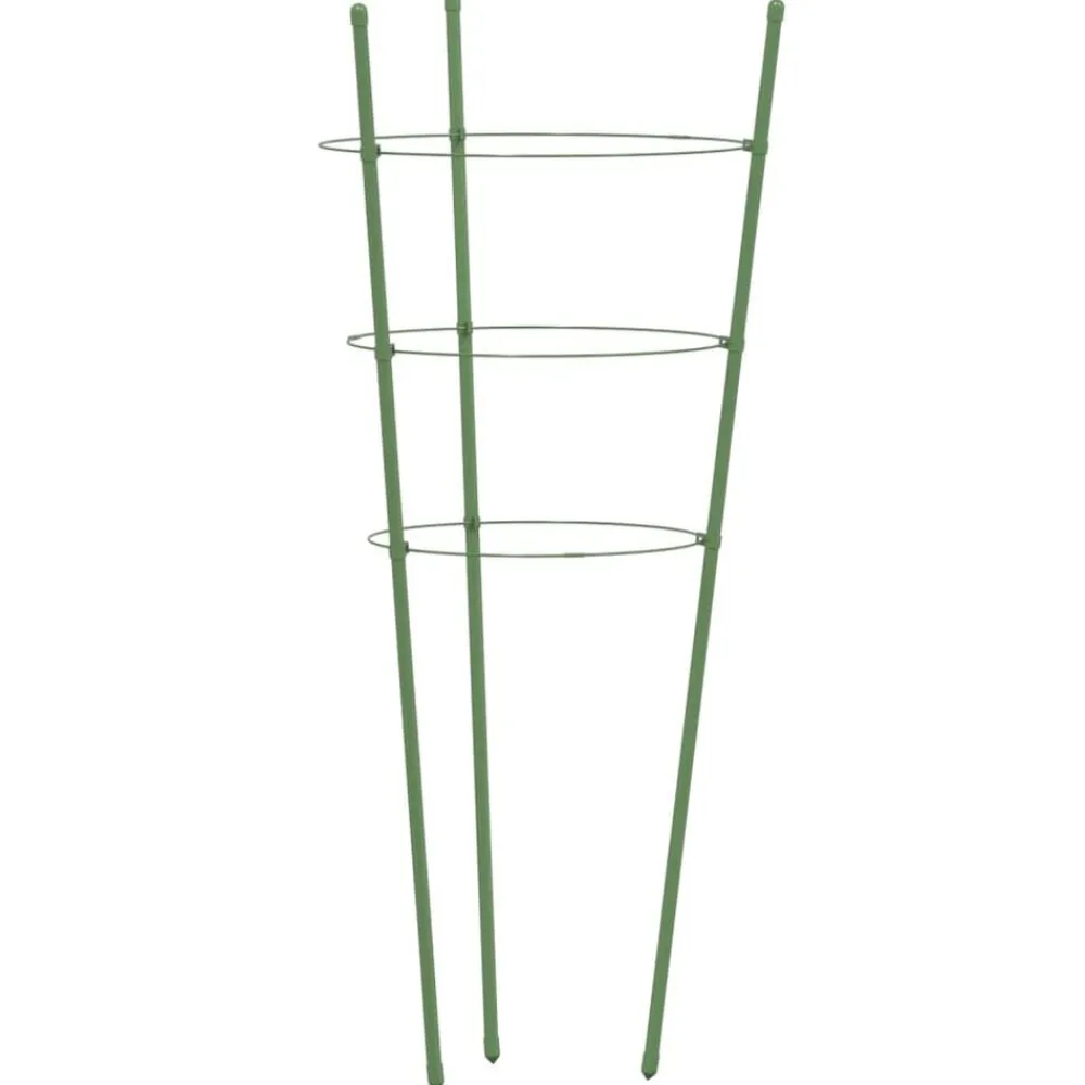 vidaXL Jardín-Soportes plantas jardín con 3 anillas 5 uds acero verde 45 cm