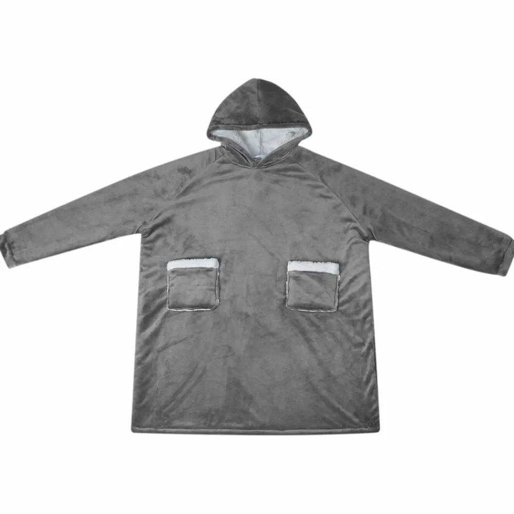 vidaXL Sudadera manta M Forro Polar y Franela Gris oscuro New