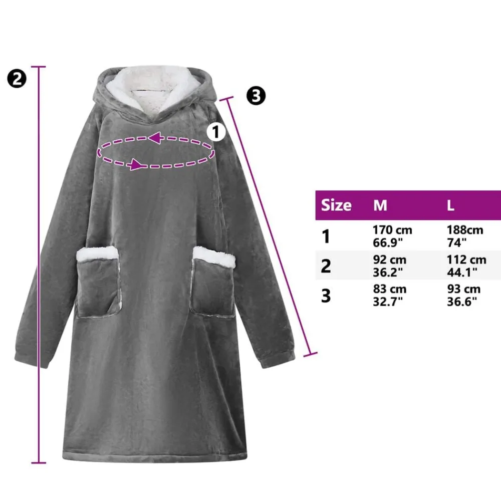vidaXL Sudadera manta M Forro Polar y Franela Gris oscuro New