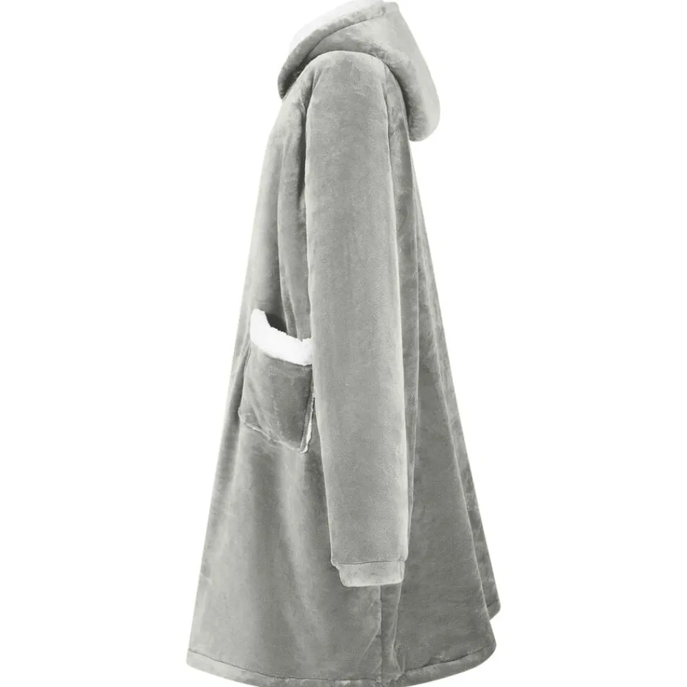 vidaXL Sudadera manta M Forro Polar y Franela Gris New