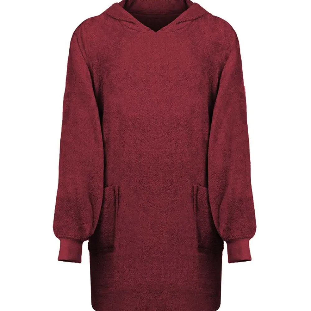 vidaXL Sudadera manta KINN Rojo L Algodón Burdeos Discount