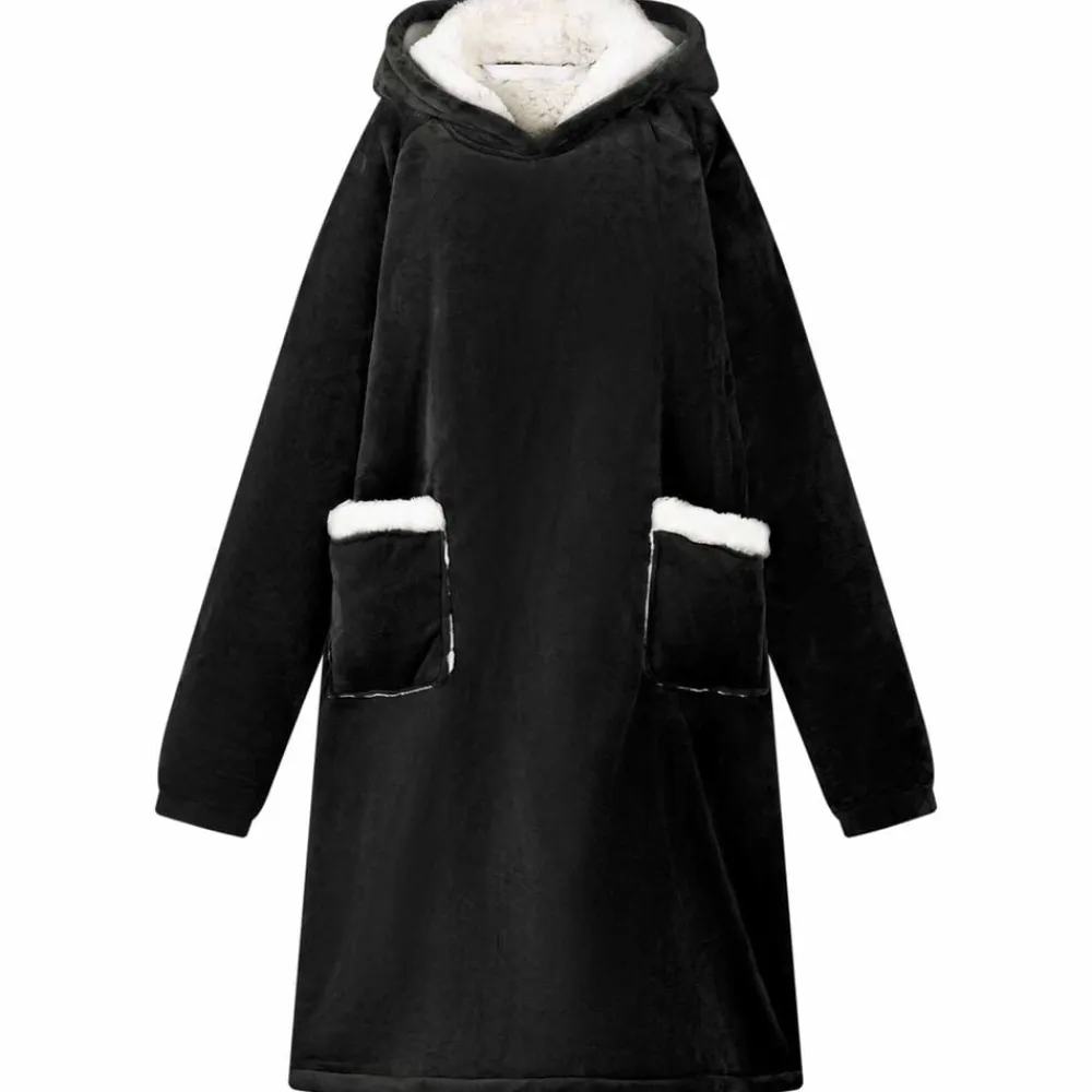vidaXL Sudadera manta M Forro Polar y Franela Negro Best