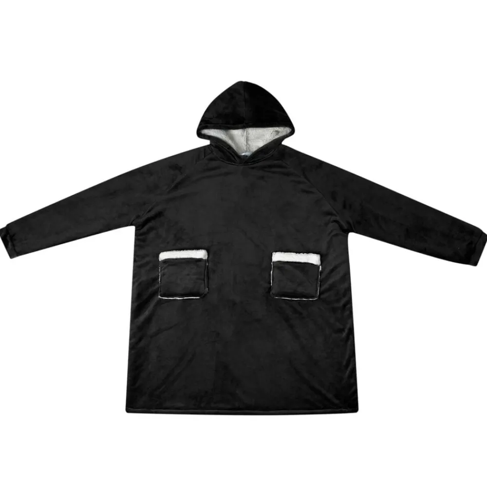 vidaXL Sudadera manta M Forro Polar y Franela Negro Best