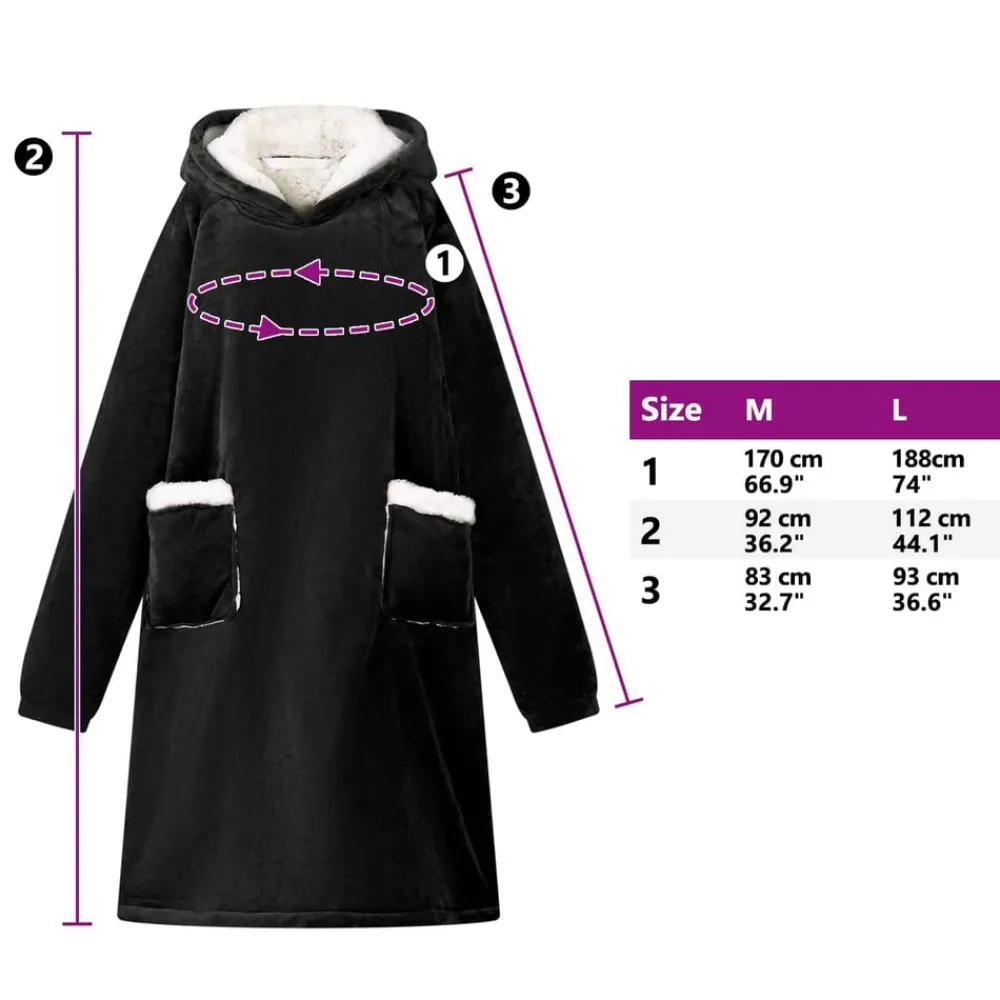 vidaXL Sudadera manta M Forro Polar y Franela Negro Best
