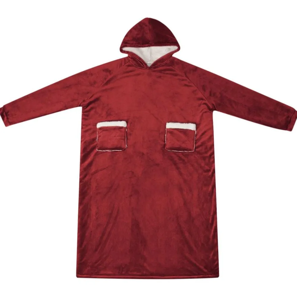 vidaXL Sudadera manta M Forro Polar y Franela Rojo burdeos Discount