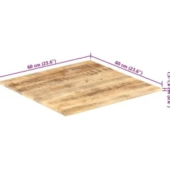 vidaXL Accesorios Para Mesas-Superficie de mesa madera maciza de mango 15-16 mm 60x60 cm