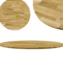 vidaXL Accesorios Para Mesas-Superficie de mesa redonda madera maciza de roble 23 mm 500 mm