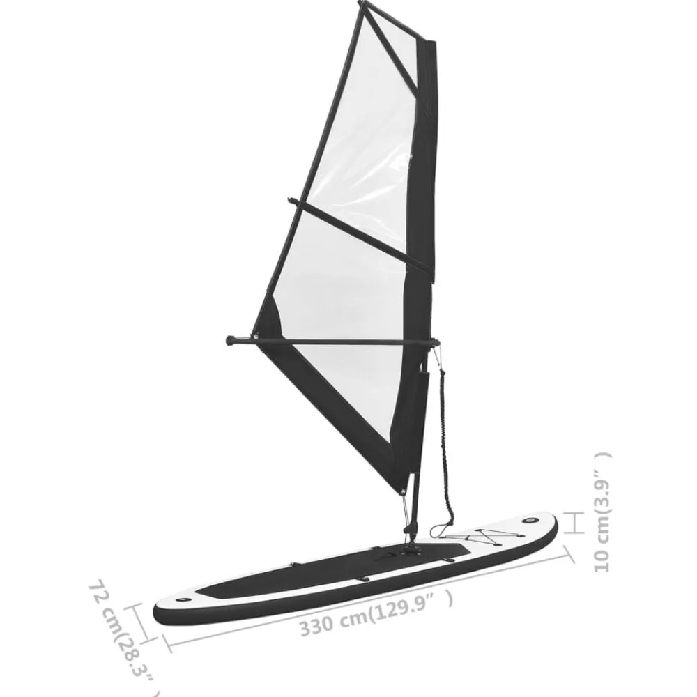 vidaXL Tabla de paddle surf inflable con vela y blanco Negro Hot
