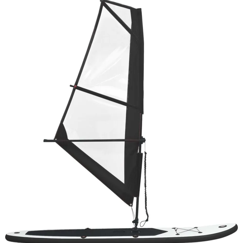 vidaXL Tabla de paddle surf inflable con vela y blanco Negro Hot