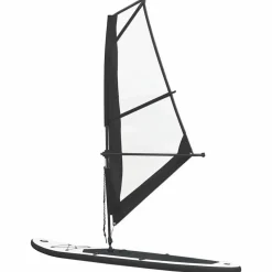 vidaXL Tabla de paddle surf inflable con vela y blanco Negro Hot