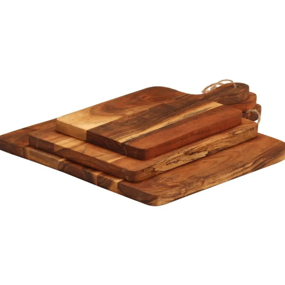 vidaXL Cocina Y Comedor-Tablas de cortar 3 piezas madera maciza de acacia
