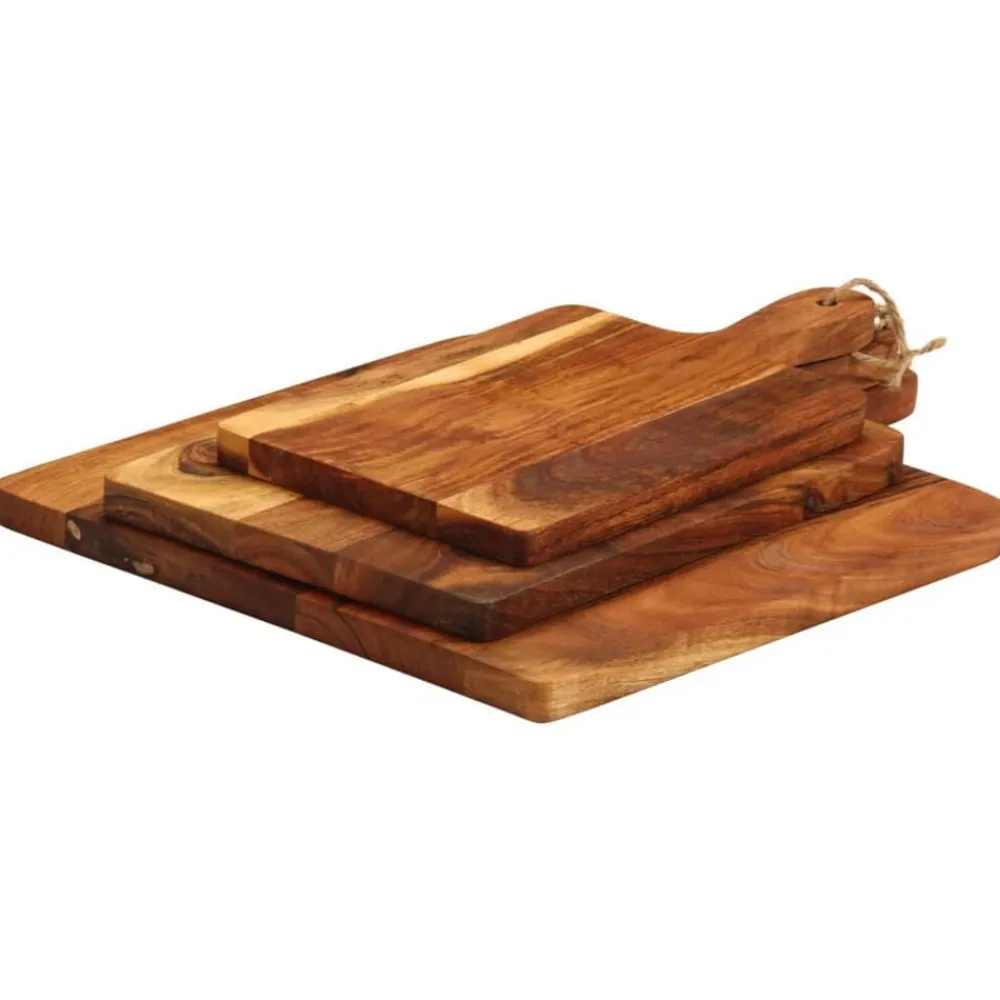 vidaXL Cocina Y Comedor-Tablas de cortar 3 piezas madera maciza de acacia