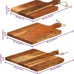 vidaXL Cocina Y Comedor-Tablas de cortar 3 piezas madera maciza de acacia