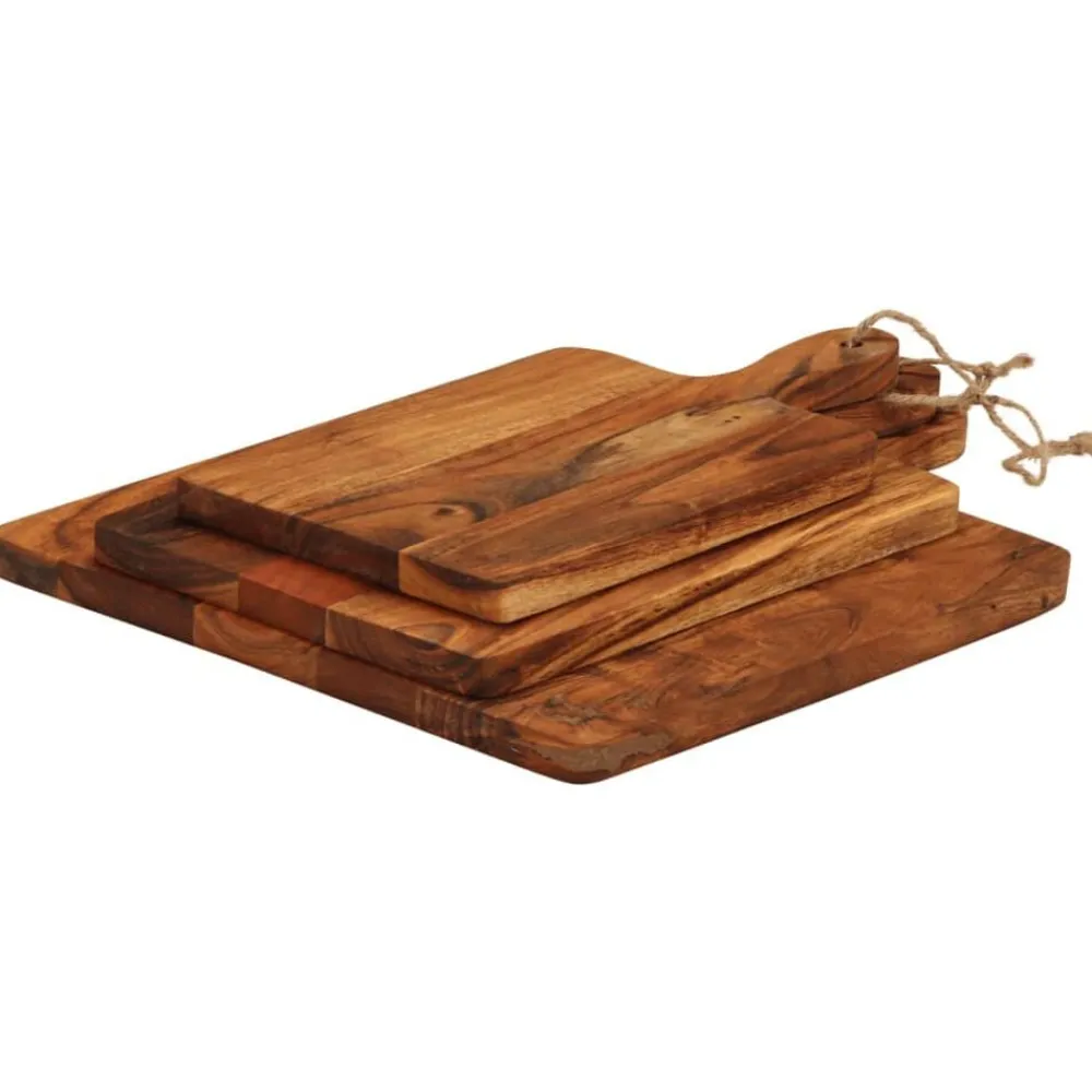 vidaXL Cocina Y Comedor-Tablas de cortar 3 piezas madera maciza de acacia