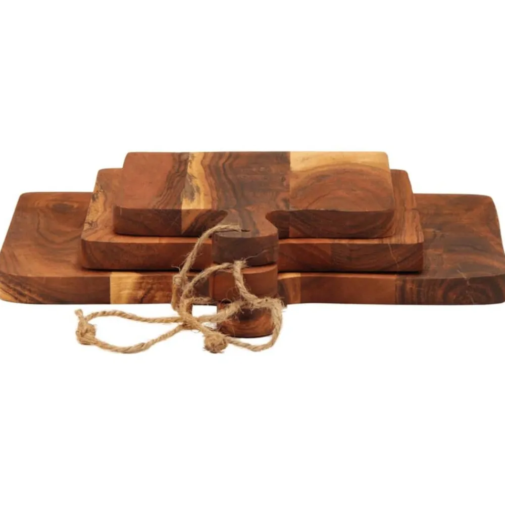 vidaXL Cocina Y Comedor-Tablas de cortar 3 piezas madera maciza de acacia