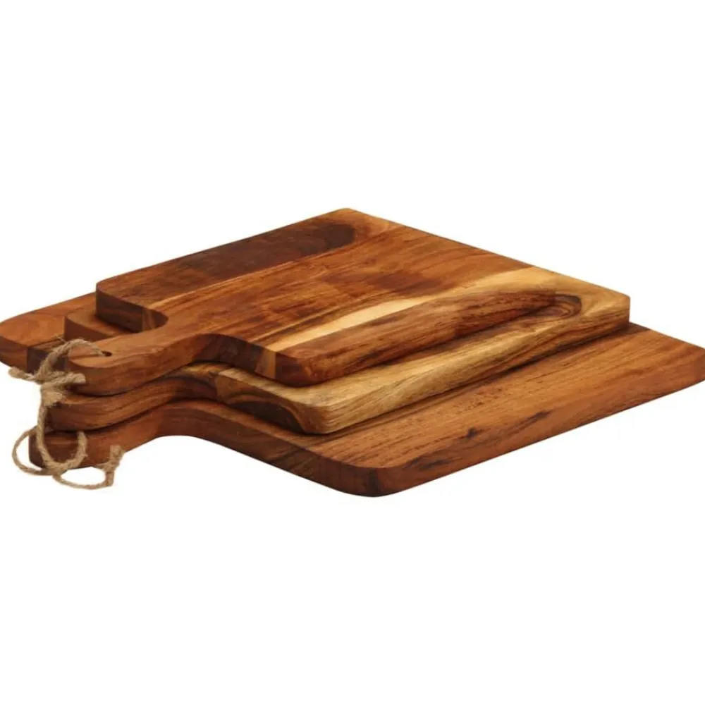 vidaXL Cocina Y Comedor-Tablas de cortar 3 piezas madera maciza de acacia