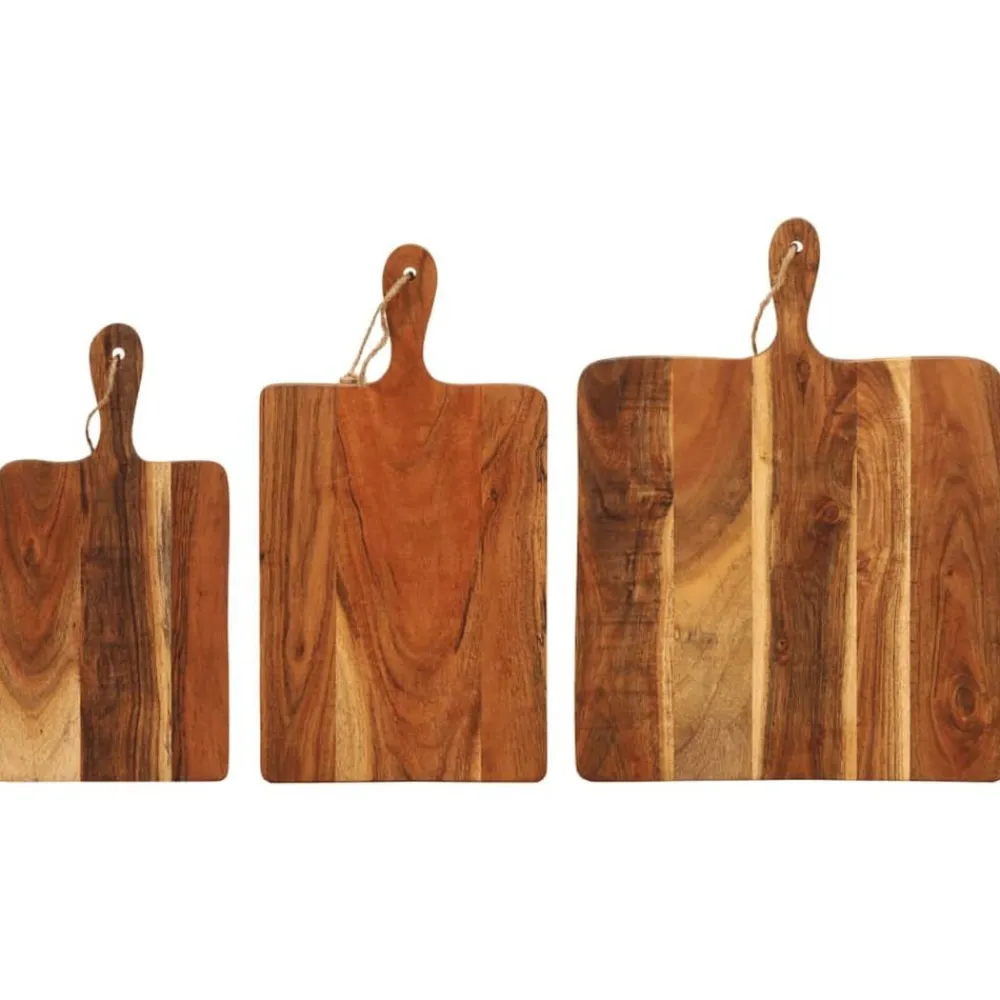 vidaXL Cocina Y Comedor-Tablas de cortar 3 piezas madera maciza de acacia