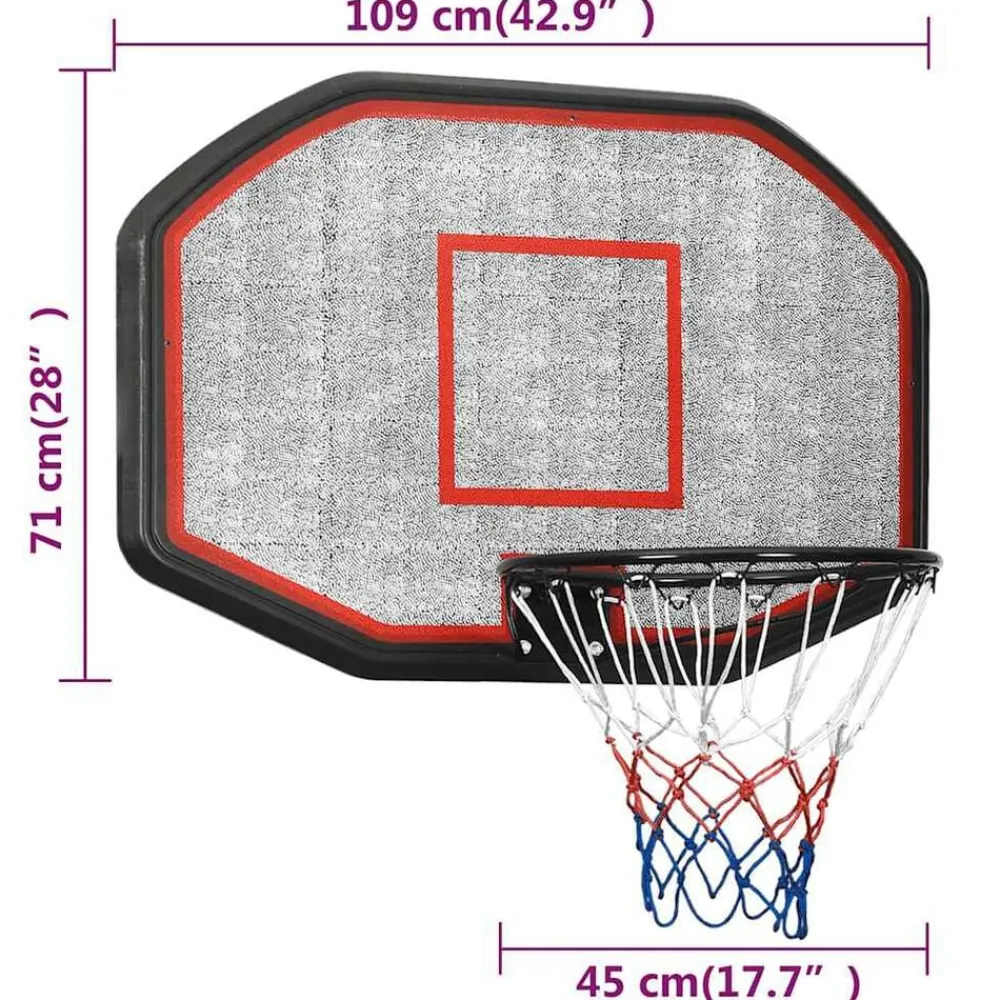 vidaXL Equipamiento Para Atletismo-Tablero de baloncesto polietileno 109x71x3 cm