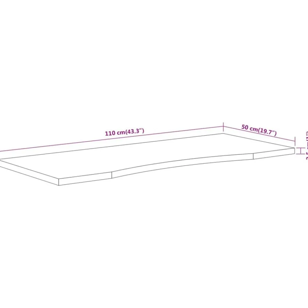vidaXL Accesorios Para Mesas-Tablero de escritorio rectangular madera acacia 110x50x2,5 cm