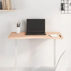 vidaXL Accesorios Para Mobiliario De Oficina-Tablero de escritorio madera maciza de haya 80x(36-40)x2,5 cm