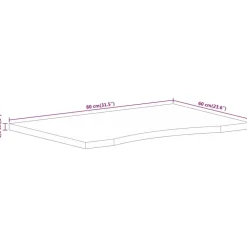 vidaXL Accesorios Para Mesas-Tablero de escritorio con curva madera mango rugosa 80x60x2,5cm