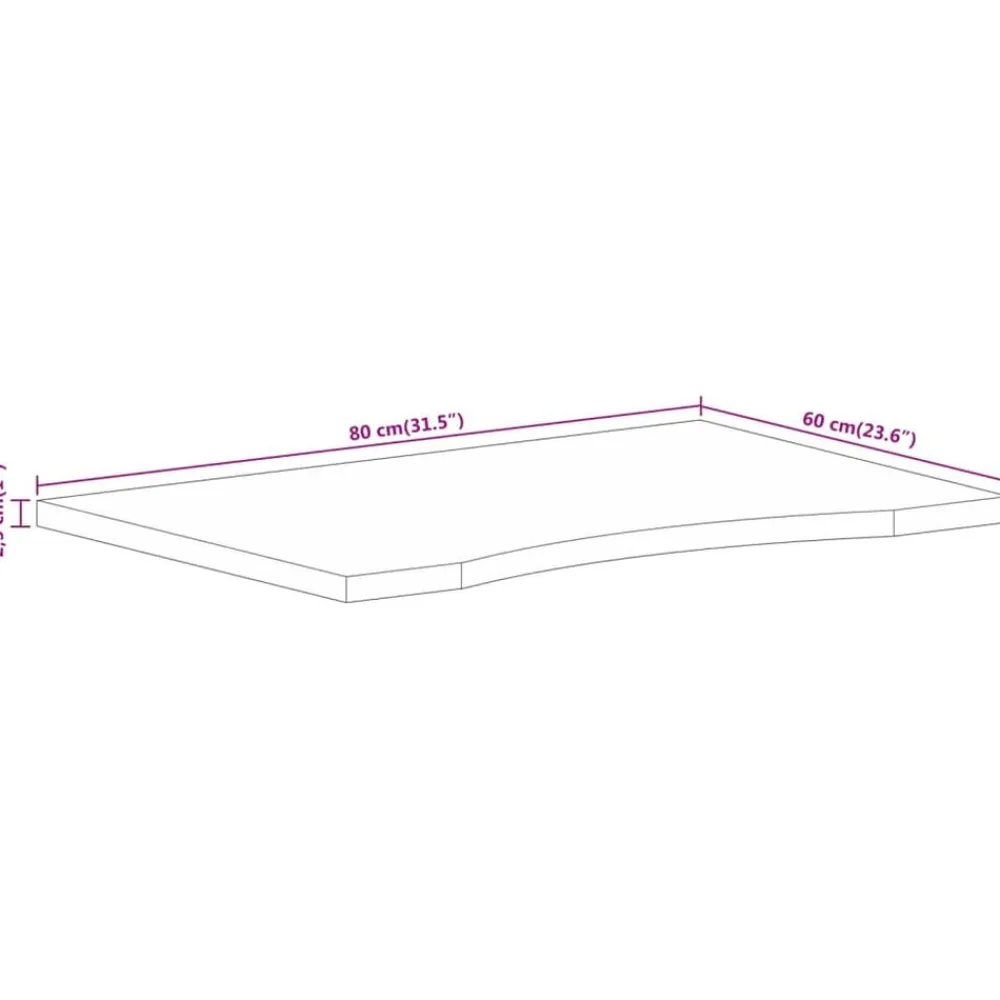 vidaXL Accesorios Para Mesas-Tablero de escritorio con curva madera mango rugosa 80x60x2,5cm