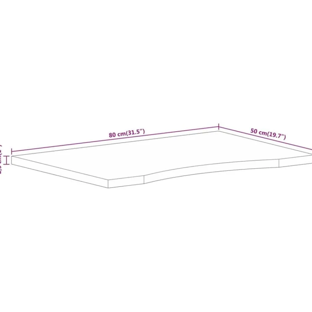 vidaXL Accesorios Para Mesas-Tablero de escritorio con curva madera mango rugosa 80x50x2,5cm