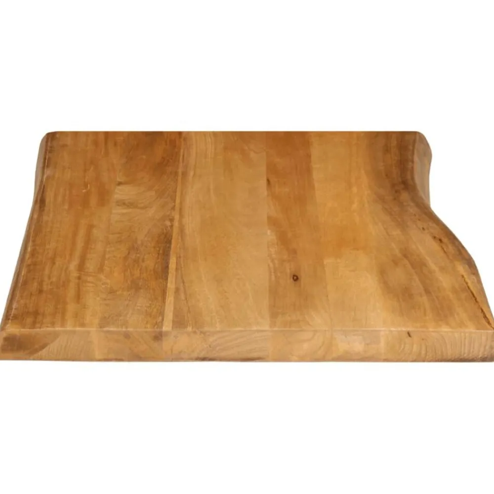 vidaXL Tablero de mesa borde natural madera maciza mango 80x60x3,8 cm Madera de mango (color roble) New