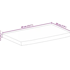 vidaXL Accesorios Para Mesas-Tablero de mesa borde madera maciza mango 40x20x2,5 cm
