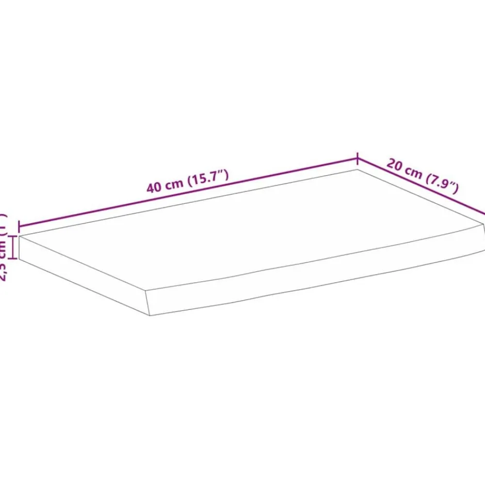 vidaXL Accesorios Para Mesas-Tablero de mesa borde madera maciza mango 40x20x2,5 cm
