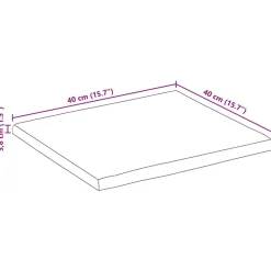 vidaXL Accesorios Para Mesas-Tablero de mesa borde natural madera maciza mango 40x40x3,8 cm