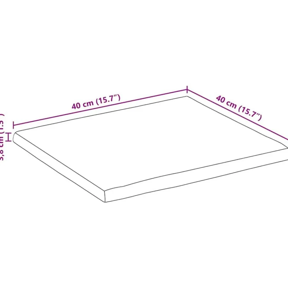 vidaXL Accesorios Para Mesas-Tablero de mesa borde natural madera maciza mango 40x40x3,8 cm