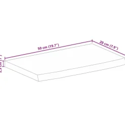 vidaXL Accesorios Para Mesas-Tablero de mesa borde natural madera maciza mango 50x20x2,5 cm