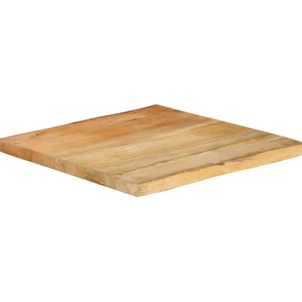 vidaXL Tablero de mesa borde natural madera maciza mango 40x40x2,5 cm Madera de mango (natural) New