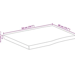 vidaXL Accesorios Para Mesas-Tablero de mesa borde natural madera maciza mango 50x40x2,5 cm