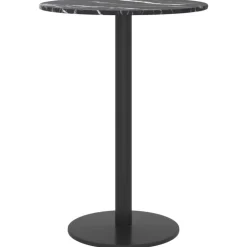 vidaXL Tablero de mesa diseño mármol vidrio templado negro Ø30x0,8 cm Negro y blanco Best