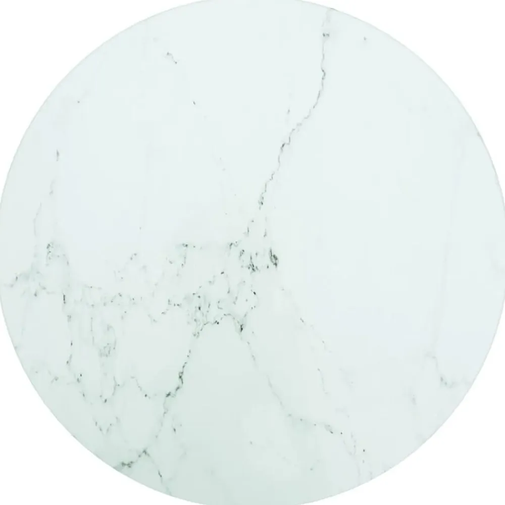 vidaXL Tablero de mesa diseño mármol vidrio templado Ø30x0,8 cm Blanco Clearance