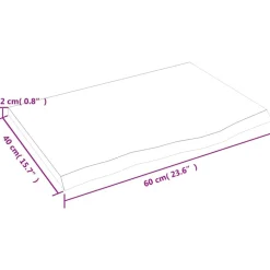 vidaXL Tablero de mesa madera maciza de roble sin tratar 60x40x2 cm Natural New