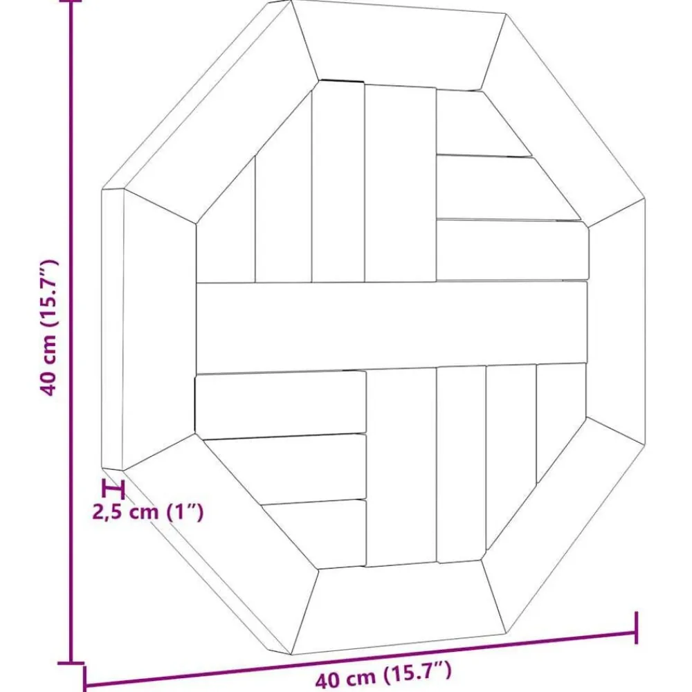 vidaXL Tablero de mesa octogonal de madera maciza de teca 40x40x2,5 cm Hot