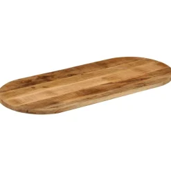 vidaXL Accesorios Para Mesas-Tablero de mesa ovalado madera maciza mango rugosa 80x40x2,5 cm