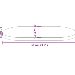 vidaXL Tablero de mesa ovalado madera maciza pino 60x30x2,5 cm Blanco Hot