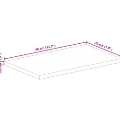 vidaXL Accesorios Para Mesas-Tablero de mesa rectangular madera maciza mango 40x20x3,8 cm