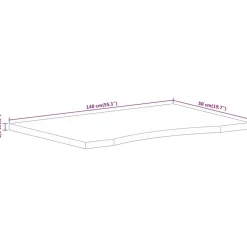 vidaXL Tablero escritorio con curva madera mango rugosa 140x50x2,5 cm Outlet