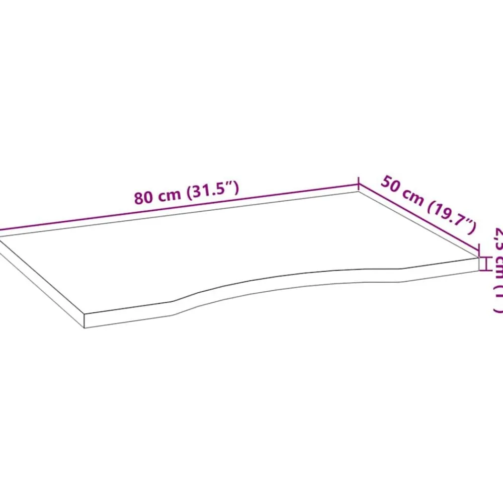 vidaXL Accesorios Para Mesas-Tablero escritorio 80x50x2,5 cm rectangular madera maciza roble
